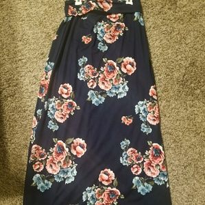 Blue floral maxi skirt